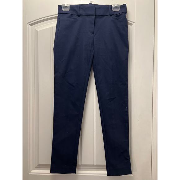 Loft Women’s Med Rise Stretch‎ Skinny Ankle Pants Size 0 Blue Office Career Work - Picture 1 of 5